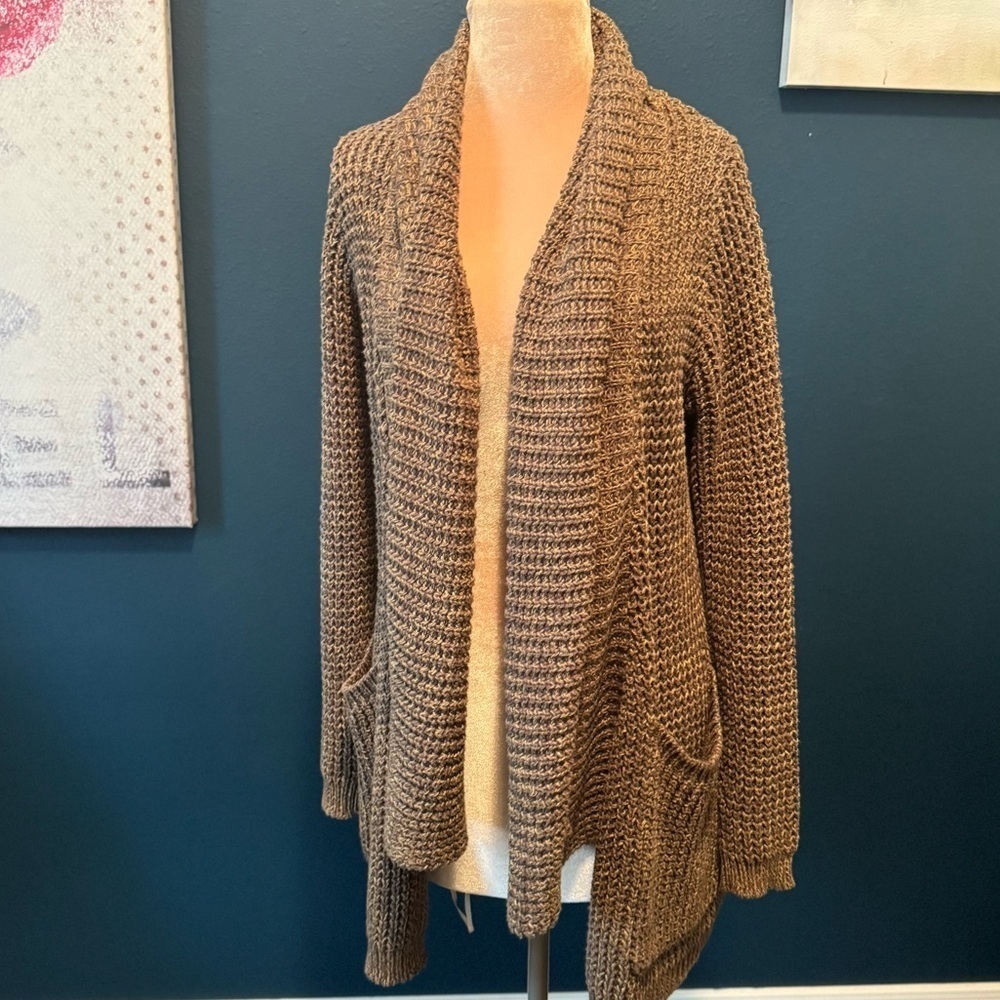 LINE Knitwear Waffleknit Cotton Knee Length Cardigan M